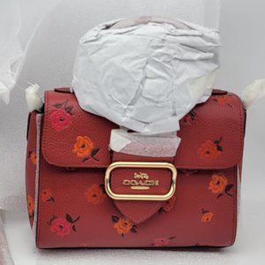 Coach Morgan Top Handle Satchel with Peony Print CE573 Red Apple Multi